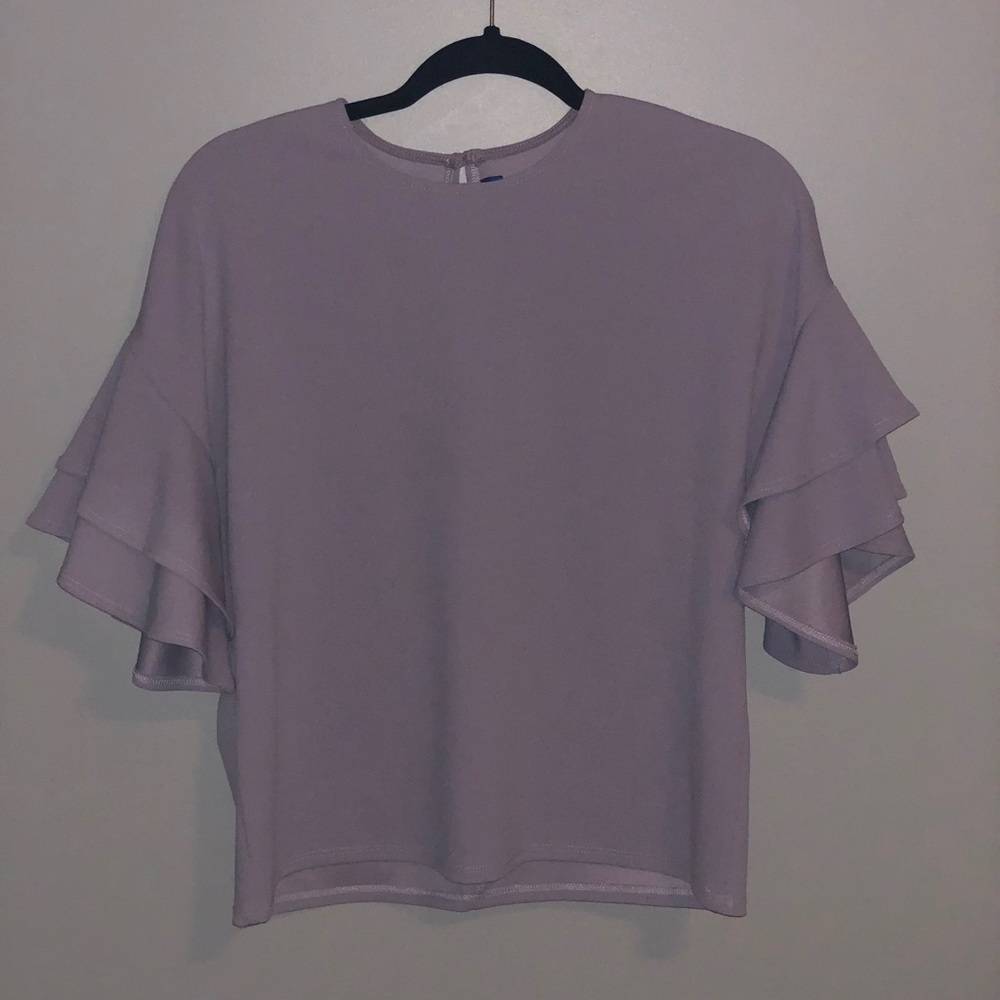 lavender purple francesca’s ruffle top